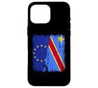 EU Congo Half Flag European Union Congolese Pride Jersey Case for iPhone 16 Pro Max
