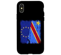 EU Congo Half Flag European Union Congolese Pride Jersey Case for iPhone X/XS
