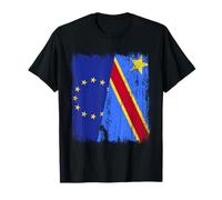 EU Congo Half Flag European Union Congolese Pride Jersey T-Shirt