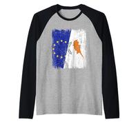 EU Cyprus Half Flag Europe Cypriot Heritage Raglan Baseball Tee