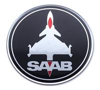 EU-Decals 32mm JET plane SAAB Black Red Chrome Steering Wheel Badge Emblem Domed 3D Decal self-adhesive backing 9-3