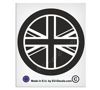 EU-Decals - MioVespa Collection 100mm-4'' round UK Union Jack flag Black and White mod Laminated Decal Sticker