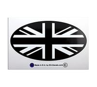 EU-Decals - MioVespa Collection 145.00mm-5.71inc X 76.30mm-3.00inc UK Union Jack flag Black & White car country sign Laminated Decal Sticker