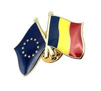EU European Union Europe Romania Romanian Metal Enamel Country Flag Pin Badge Friendship Together