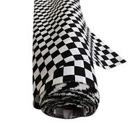 EU Fabric Chefs Check Fabric | Black and White Checked Upholstery Gingham | Buffalo Plaid Material by The Metre UK | Checkerboard Drill Fabric Cloth for Tablecovers (Black-Sample)