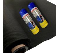 EU Fabrics 4 Way Stretch Carpet with Spray Adhesive | Auto Lining Headliner Fabric and Heat Resistant Carpet Lining Glue | Van Heavy Duty Adhesive Spray (Black, Sample 10x10cm)