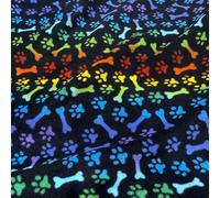 EU Fabrics Anti-Pill Printed Fleece Fabric | Soft and Breathable Material for Pet Bedding and Coats | Polyester Fleece Fabric for Sewing and Blankets (Rainbow Paws, Sample 10x10cm)
