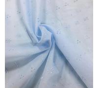 EU Fabrics Broderie Anglaise Fabric | Upholstery Material for Bedding | 3 Hole Broderie Anglaise Polycotton Embroidered Fabric for Shirts, Blouses and Dressmaking (Sky Blue, 1 Metre x 112cm)