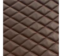 EU Fabrics Diamond Stitch Quilted Vinyl Fabric | Waterproof Faux Leatherette Upholstery Material | Scrim Foam Padded Embroidered Stitching Fabric by The Metre (Brown with Brown, 1 Metre x 137cm)