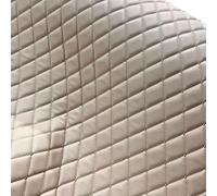 EU Fabrics Diamond Stitch Quilted Vinyl Fabric | Waterproof Faux Leatherette Upholstery Material | Scrim Foam Padded Embroidered Stitching Fabric by The Metre (Beige with Beige, Sample 10x10cm)