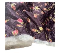 EU Fabrics Double Sided Quilted Print Fabric | Lightweight Padded Material for Sewing | Clearance Quilted Lining Fabric by The Metre (Rose, Sample 10x10cm)