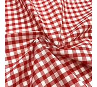EU Fabrics Gingham Checked Fabric | Patterned Upholstery Material for Sewing and Dressmaking | Polycotton Check Woven Fabric for Bedsheets, Cushion Cover, Curtain and Crafts (Red)