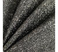 EU Fabrics Glitter Sparkles Fabric | Shiny Material for Wall Coverings and Displays | Suitable for Home Decor, Art and Crafts | Glitter Sparkly Fabric by The Metre (Black, Sample 10x10cm)
