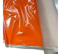 EU Fabrics Glossy Shiny PVC Fabric | Water Resistant Spandex Upholstery Fabric for Sewing | Elastane PVC Leggings for Clothing, Costumes and Stage Wear | Stretch Cat Suit (Orange, Sample 10x10cm)