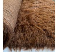 EU Fabrics Long Pile Faux Fur Fabric | Soft Warm Fluffy Upholstery Material for Jackets and Clothing | Fur Felt Fabric by The Metre (Brown, 1 Metre x 150cm)