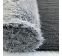 EU Fabrics Long Pile Faux Fur Fabric | Soft Warm Fluffy Upholstery Material for Jackets and Clothing | Fur Felt Fabric by the Metre (Silver, Sample 10x10cm)