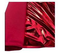 EU Fabrics Metallic Lycra Stretch Fabric | Spandex 4-Way Stretchy Material for Sewing | Ideal for Dancewear and Costume | Elastane Shiny Foil Spandex (Red, 1 Metre x147cm)