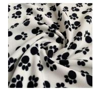 EU Fabrics Paw Prints Fleece Fabric | Anti Pills Breathable Soft Warm Blanket Fabric | Polar Fleece Material for Dressmaking (White Ground Black Paws, Sample 10x10cm)