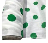 EU Fabrics Polka Dots Polycotton Fabric | Lightweight Material for Sewing | Ideal for Decor and Craft | Spotted Fabric by The Metre (Large Green Spots on White Background, 1 Metre x112cm)