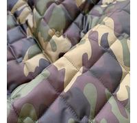 EU Fabrics Quilted Padded Fabric | Showerproof Double Diamond Stitch Material for Jackets and Coats | Waterproof Pre Quilted Polyester Fabric for Sewing (Camo, 1 Metre x 150cm)