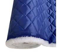 EU Fabrics Quilted Padded Fabric | Showerproof Double Diamond Stitch Material for Jackets and Coats | Waterproof Pre Quilted Polyester Fabric for Sewing (Royal, 1 Metre x 150cm)