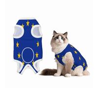 EU Flag Recovery Suit for Dogs Cats After Surgery, Soft Cotton Post-Surgery Suit for Male and Female Pet