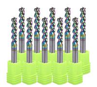 EU_HOZLY 4mm Carbide Square End Mill, 3-Flute, DLC Coating, CNC Router Bits, High Feed U-Type Design, 10-Pack