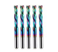 EU_HOZLY 5Pcs DLC Coating UP Down Cut 2 Flutes Spiral Carbide Milling Tool CNC Router Bit Compression Wood End Mill 4mm Shank 4mm Cutting Diameter 22mm CEL