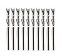 EU_HOZLY Spiral Router Bits 2 Flutes Down Cut 1/8 Inch Cutting Diameter, 1/8 Inch Shank 17 mm (0.669 Inch) Cutting Length Solid Carbide CNC Bits End Mill for Wood Carving Engraving Pack of 10
