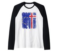 EU Iceland Half Flag European Union Icelandic Jersey Raglan Baseball Tee