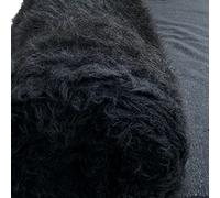EU Long Pile Faux Fur Fabric 60MM - Machine Washable - Fur & Soft Material for Teddy Bear, Fluffy Dress, Plush Toy, Blanket, Crafting - Fabric Material per Metre (Black - 1 Meter x 150cm)