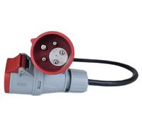 EU Made Lead Hook Up Cable - 16Amp Plug 5P with Phase Inverter to 16Amp Socket Connector. 5x2,5mm2 Hookup Converter Cable 400V. Mains Extension Adapter 0,5m Long