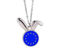 eu national flag eu country Rabbit Necklace Pendant Bunny Animal Jewelry Gift