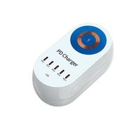 (EU Plug) 140W GaN 5-Port USB PD Charger with 15W Wireless Dock for iPhone, Samsung, Laptops & Tablets