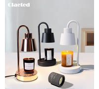 (EU Plug, Gold) Electric Candle Melting Table Lamp Retro Candle Heating Lamp Safe Candle Melt Warmer Light Dimming Switch For Bedroom Decoration