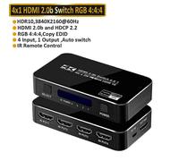 (EU Power Plug, ZY-HS14A1) 2023 Best 4K HDMI Switch 2.0 Support RGB 4:4:4 HDR HDMI Switch 4K 60Hz HDMI 2.0 Switch Remote IR UHD 4 Port HDMI Switch Switcher