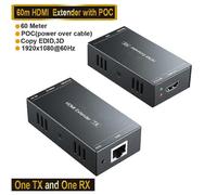 (EU Power Plug, ZY-HT202P) 2023 HDMI Extender with Loop Out 4K 1080P HDMI Extender 100m No Loss RJ45 to HDMI Extender Transmitter Receiver over Cat5e/Cat6