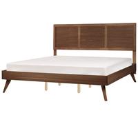 Beliani Bed Istres 180 X 200 Cm Eu Super King Dark Ash Wood