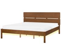 Bed with LED Wood BOISSET 180 x 200 cm (EU Super King) Dark Brown