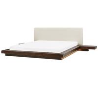 EU Super King Size Faux Leather Headboard Bed with LED Dark Wood ZEN