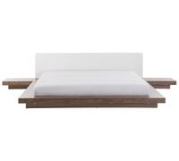 Beliani Waterbed Faux Leather Zen 180 X 200 Cm (Eu Super King) Brown Ash Wood