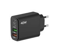 EU travel adapter charger, 2 USB C and 2 USB A Ports European Plug Adaptor with Type C and USB A, European Wall Fast Charger compatible with iPhone, Samsung and others