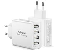 EU Travel Adapter Charger 2Pack, 25W UK to European Plug Adapter Fast Charging with 4 USB A, European Wall Adaptor EU USB Adaptor Plug Fast Charger for iPhone 17 16 15 14 13 12,iPad,Samsung Galaxy S25
