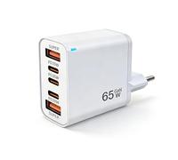 EU Travel Adapter Charger, 65W Power Plug with Multiple Ports, Supports Simultaneous Fast Charging for 2 Devices, with 3 USB-C and 2 USB-A Ports, European Wall Plug, for iPhone/Samsung Fast Charging