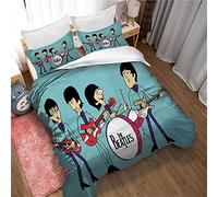 EU-VV Cyan and Blue Duvet Cover, Junior Kids Bed Set Duvet Cover + Pillowcase Set - Moisture Resistant, Hypoallergenic (Single(135x200cm),The Beatles)
