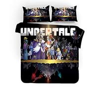 EU-VV Game Undertale Bed Set, 1/2 Person Bohemia Duvet Covers with Zipper Pillowcase Frisk Toriel Bedding Set (Single(135x200cm),Undertale 09)