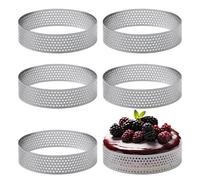 EuAcesry Cake Ring, 6 PCS Ø 8 CM Round Cake Mold, Crumpet Rings Non Stick, 430 Stainless Steel Cookie Cutter Set, for Tarts Pastries Cakes Pizzas Biscuit Crumpets Eggs Pastry Mousse Desserts