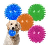 EuAcesry Dog Ball Squeaky Indestructible, 4 Pieces 6.5 cm Spiky Dog Balls, Dog Toy Ball Set, Balls with Squeaky Toy, Spikes Ball, Dog Chew Toy for Small Dogs