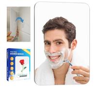 EUAIAJ Fogless Shower Mirror for Shaving Large (10.2x7.8in), Anti Fog Mirror Shatterproof & No-Drilling, Fog Free Shave Mirror Large Bathroom, with 2 Hidden Hooks