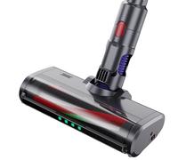 EUARY Brush Head Compatible with Dyson V7 V8 V10 V11 V15 Vacuum Cleaners, Replacement Direct Drive Floor Tool with 4 LED Lights for Parquet, Hard Floors & Carpets (Gray Silver, Silver)